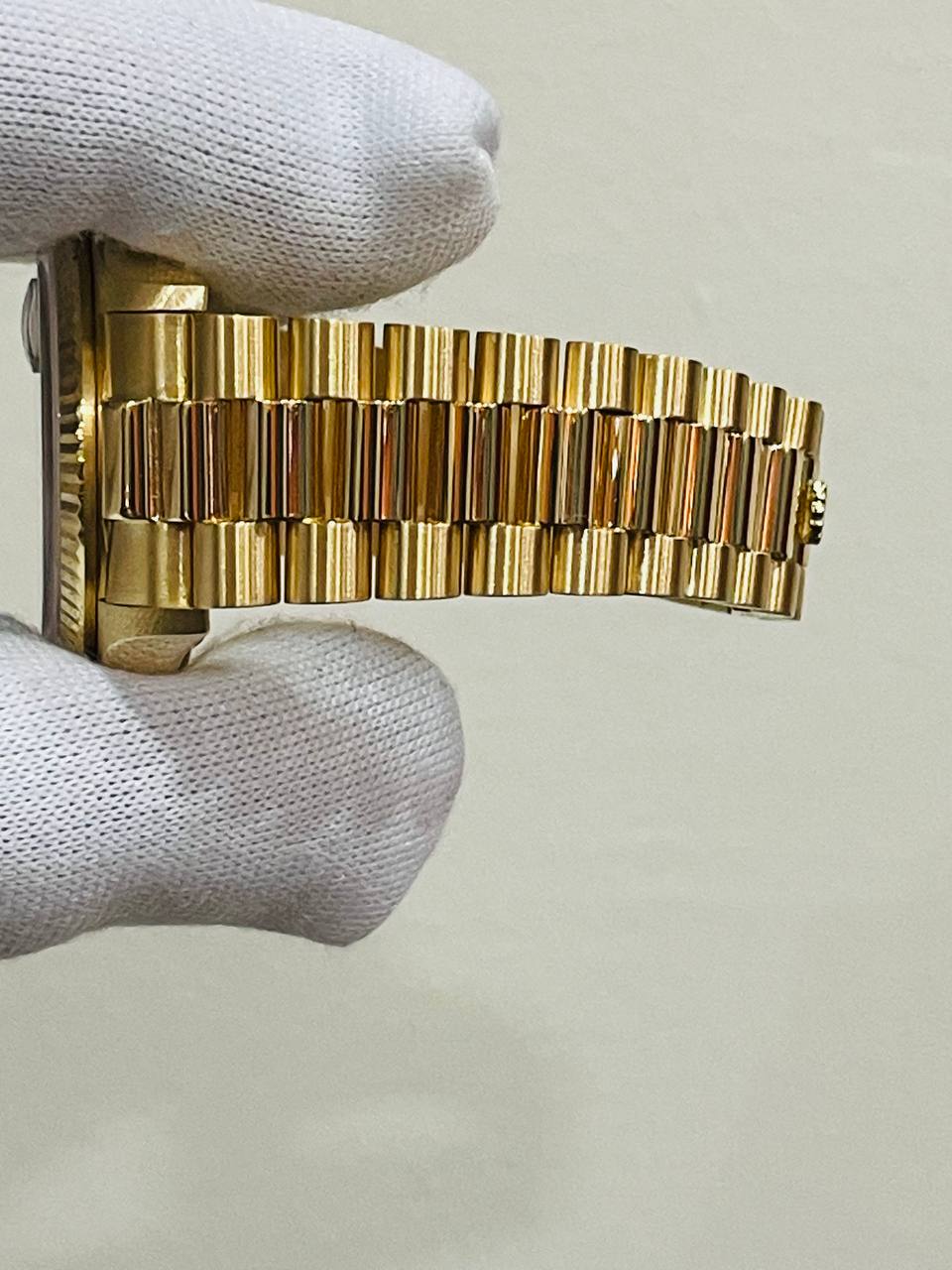 ( Sold) ROLEX DAYDATE 18038 36MM FULL 18K GOLD BLACK STRING DIAL PRE-OWNED WITH ROLEX SERVICE CENTRE CERT - Image 6