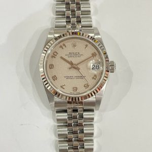 ( Sold )ROLEX DATEJUST 78274 31MM STAINLESS STEEL CREAM ANNIVERSARY DIAL PRE-OWNED COMPLETE SET
