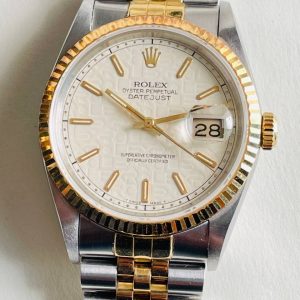 photo_4_2023-09-09_16-16-39 ( Sold )ROLEX DATEJUST 16233 36MM TWO-TONED HALF GOLD 18K YELLOW GOLD RARE DOTTED ANNIVERSARY DIAL PRE-OWNED COMPLETE SET