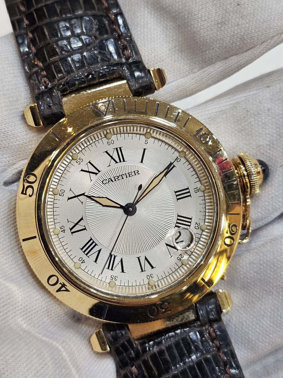 ( Sold )Gerald Genta Cartier Pasha 18k full gold 38mm Classic - Image 2