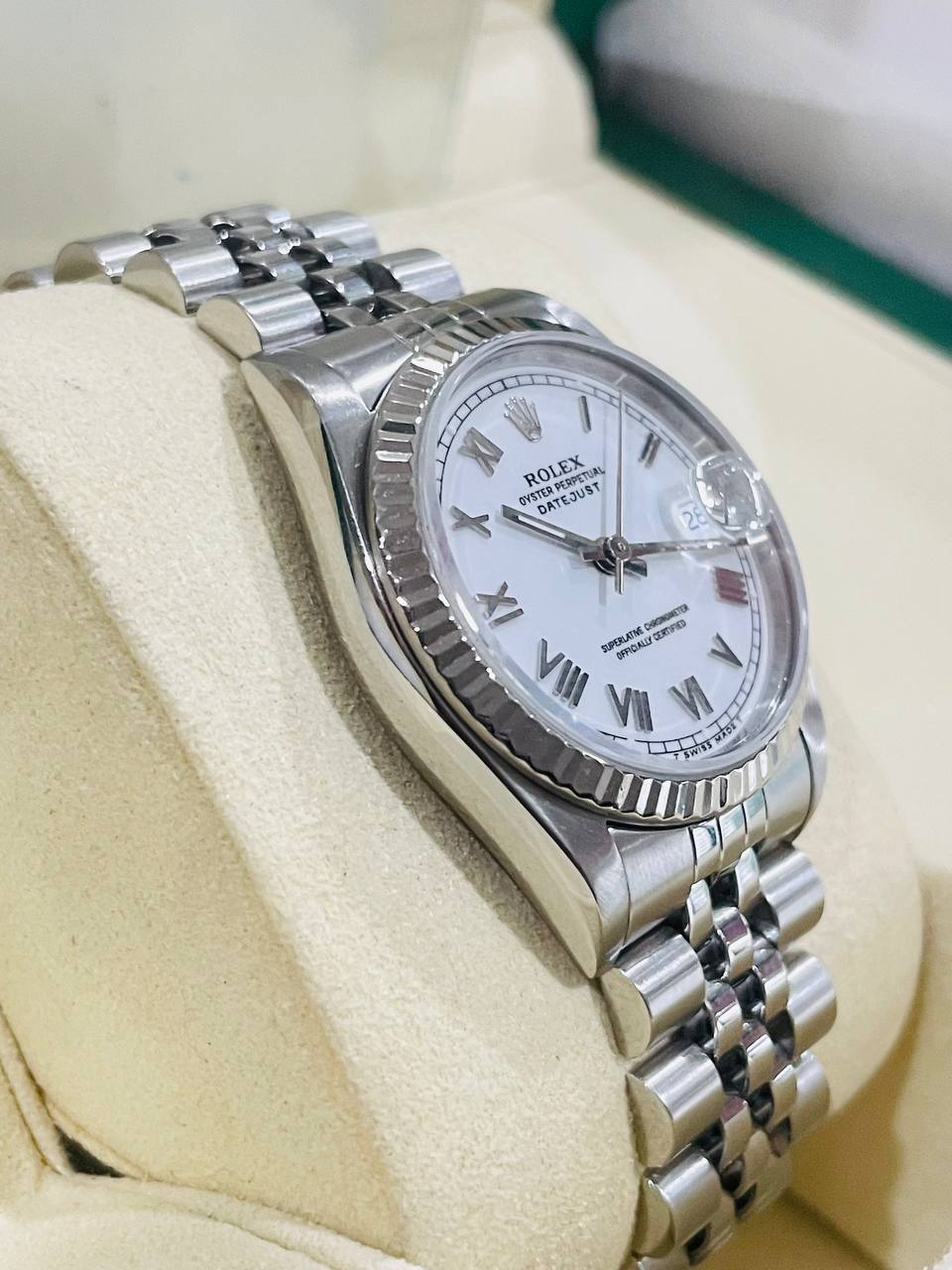 ROLEX DATEJUST 68274 31MM WHITE DIAL WATCH & CERTIFICATE - Image 4