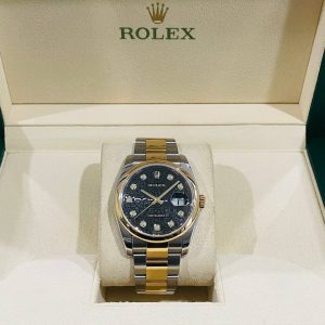 (Sold) ROLEX DATEJUST 116203 36MM BLACK DIAL DIAMONDS FULL SET