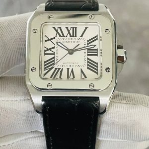 ( Sold) CARTIER SANTOS 100 M WATCH, BOX & E-CERTIFICATE
