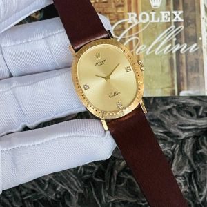 (Sold) Rolex Cellini l8k full gold Champagne dial with 3 diamonds Full set