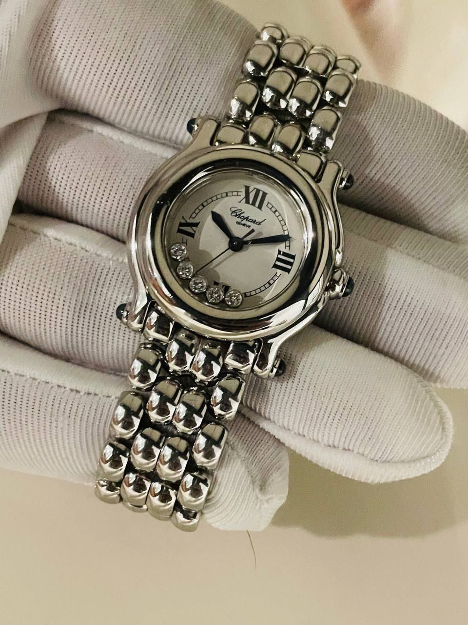 ( Sold) Chopard Happy Sports Diamonds 27/8250-23 26 mm case size 5 floating diamonds - Image 2