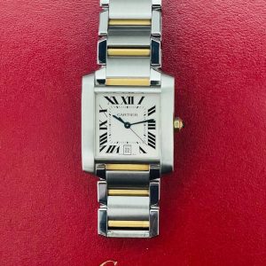 0a4c17e7-4a75-47aa-b7c8-57adaa0d87b4 Cartier Tank Française for men and ladies Mid size 32mm x 28 mm 18k half gold